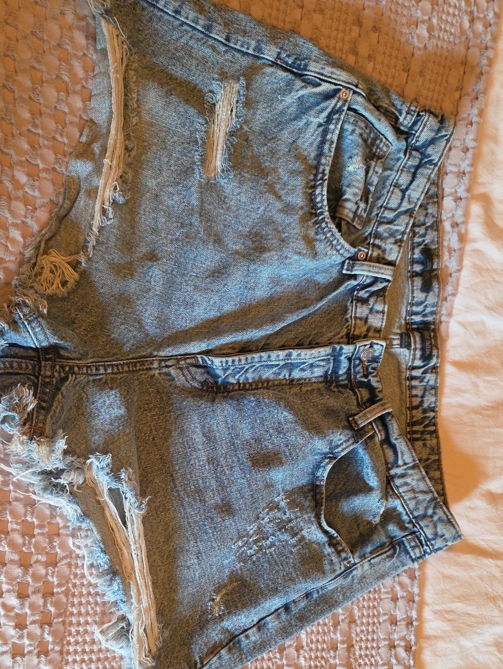 wild fable Light Blue Acid-Wash High-Rise Denim Shorts
